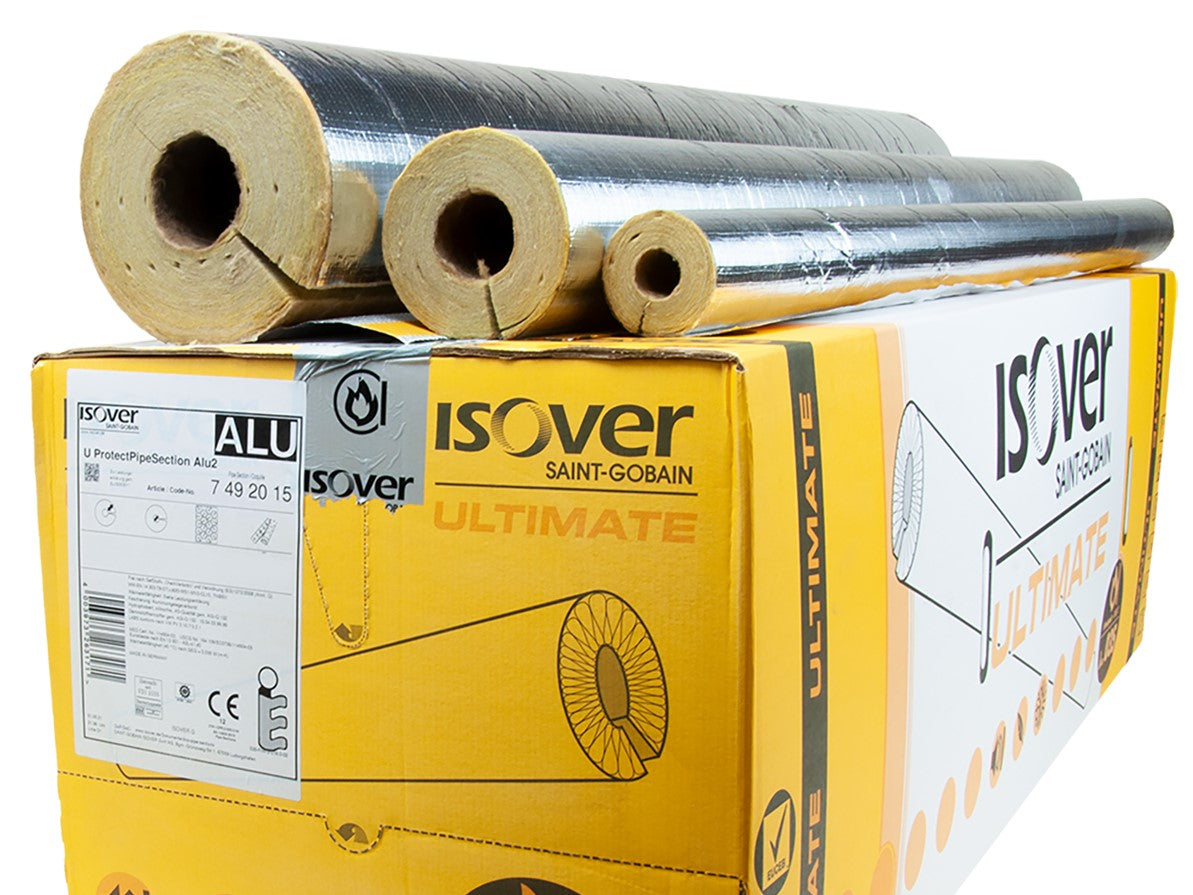 Isolierschalen ISOVER alukaschiert U Protect Pipe Section Alu2 Rohrisolierung [ganzer Karton]